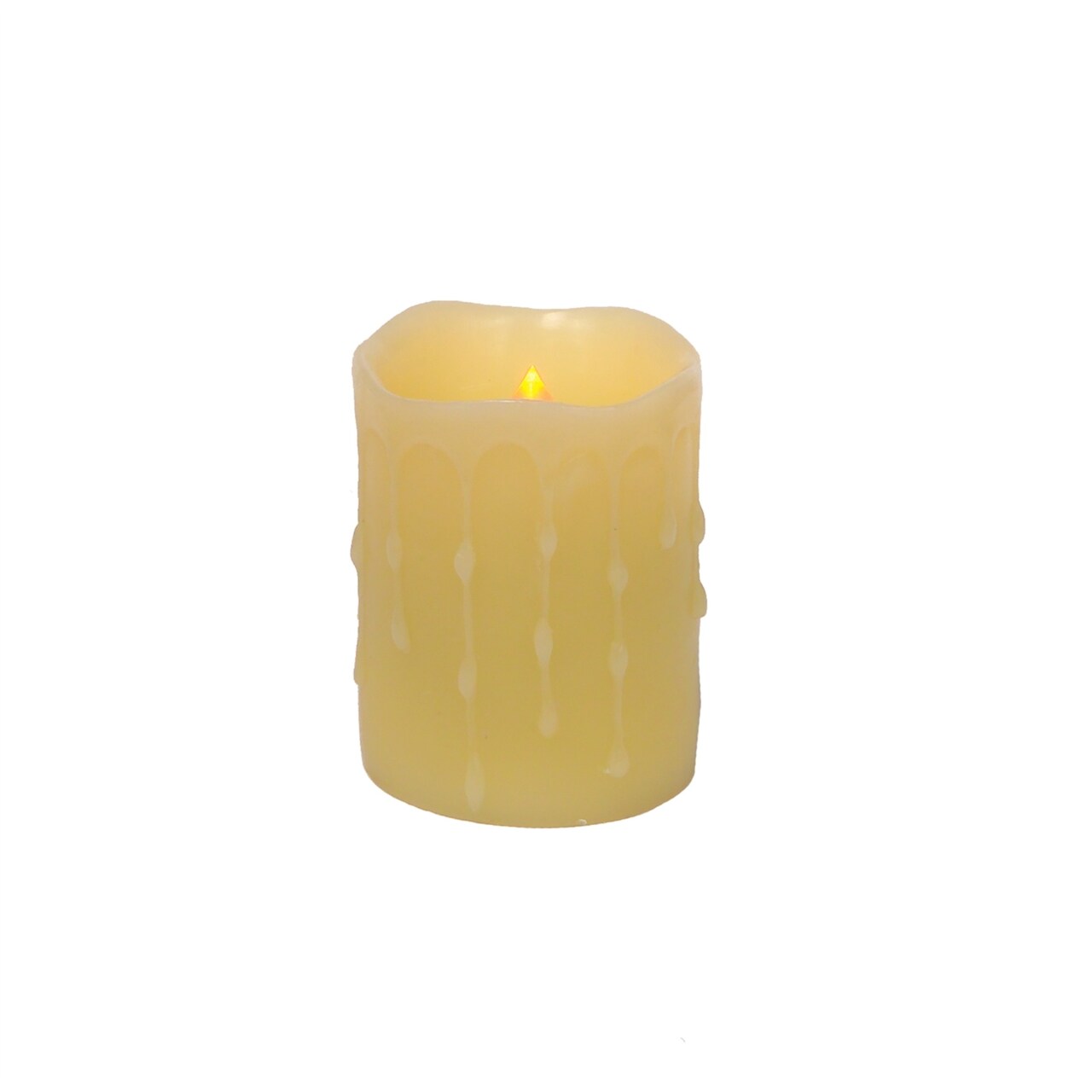 Melrose 4" Yellow LED Lighted Dripping Flameless Pillar Candle